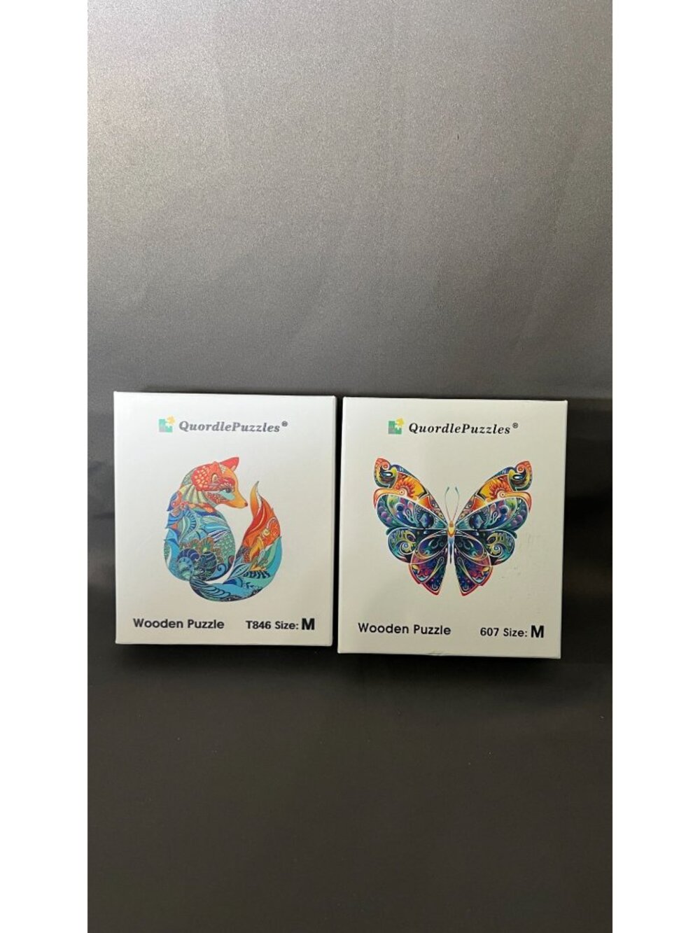 QuordlePuzzles Wooden Fox & Butterfly Puzzle Set Size M